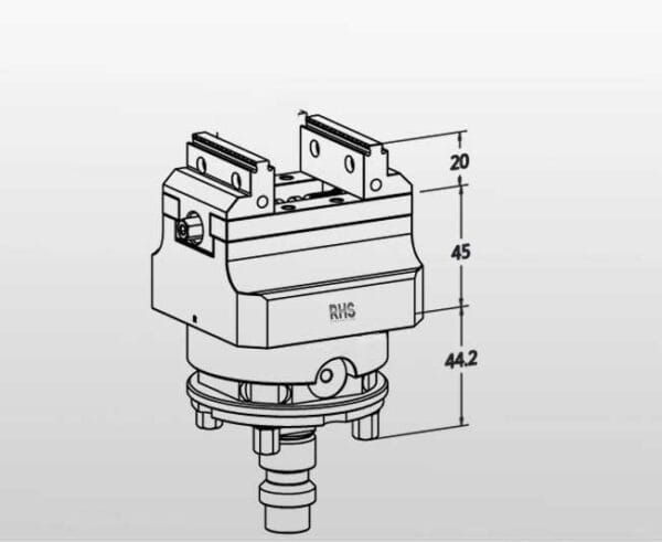 EROWA Compatible Self Centering Vise on D72 Pallet 2.75 Inch clamping
