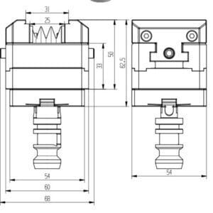 Mini Self centering vise 60X54mm on Erowa plates