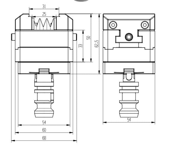 Mini Self centering vise 60X54mm on Erowa plates