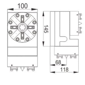 Erowa ER-019424 Compatible Horizontal & Vertical universal square block Pneumatic Chuck