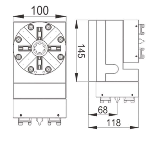 Erowa ER-019424 Compatible Horizontal & Vertical universal square block Pneumatic Chuck