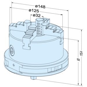 ER-068586 Erowa OEM 4 Jaw Concentric Chuck Manual ø 125 on 148G Pallet - Image 1