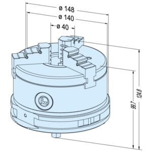 ER-068697 Erowa OEM 3 Jaw Concentric Chuck Manual ø 140 on 148G Pallet - Image 1