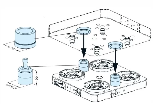 Erowa OEM ER-118706 MTS Pre-Centering Kit 2 Pieces of Pegs and Rings