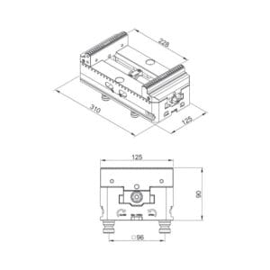 Zero point 5-Axis Self-Centering Vise 310x125 - PV125-125 Series - Image 2