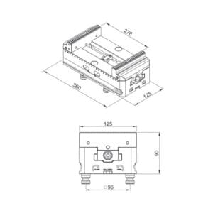 Zero point 5-Axis Self-Centering Vise 360x125 - PV125-125 Series - Image 2